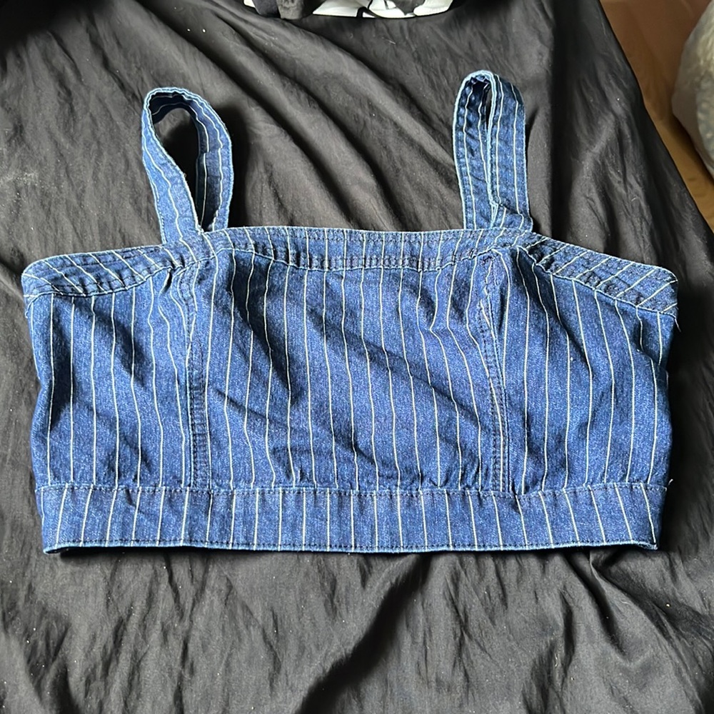 jean material crop top